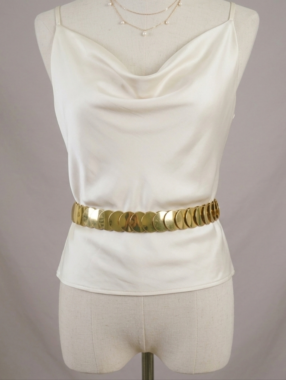 Vintage Gold Disc Stretchy Belt Disco Festival Retro